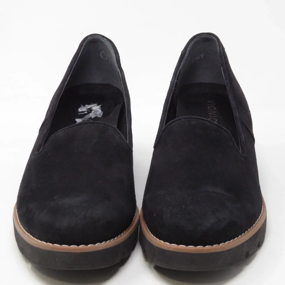 Vionic Women Willa Wedge Black Suede Loafer Shoes 8